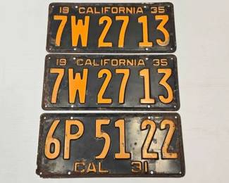 2143  3 Vintage California License Plates 