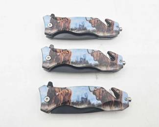 2212  3 Snake Eye Pocket Knives 