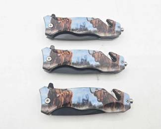 2210  3 Snake Eye Pocket Knives 