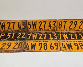 2140 9 Vintage California License Plates