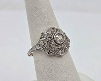 1922  14K White Gold Ring with Diamonds, 4.2g 