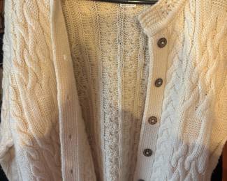Cladyknit Women's Irish Fisherman Cream Wool Cardigan Sweater