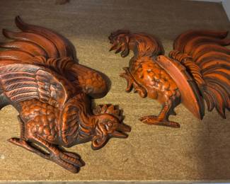 Hoda Cast Aluminum Fighting Roosters Wall Decor