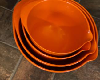 Set of 4 Orange Nesting Melamine Mixing Bowls