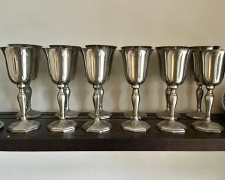 Set of 12 Pewter Wine Goblets