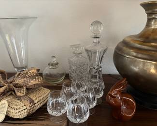 Crystal Liquor Decanter, Towle Crystal Decanter, Set of 5 Nachtmann Patrizia Brandy Glasses