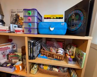 Sanford's Tempera Colors Paint Set, 1990s Blue Plastic Caboodles Storage Case, 1986 L.A. Gear 3-Ring Binder, Aleene's Collage Pauge Instant Decoupage