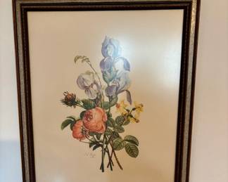 Framed Rose & Lily Print by Jean Louis Prévost