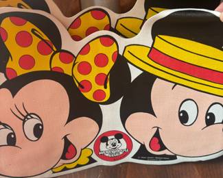 Circa 1980s Disney Vinyl Mickey & Minnie Mouse Placemats