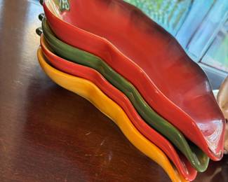 Set of 4 Clay Art Chili Pepper Salsa Dishes