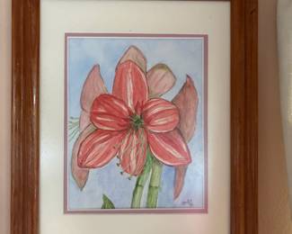 Framed & Matted Floral Watercolor by Amby Schultz