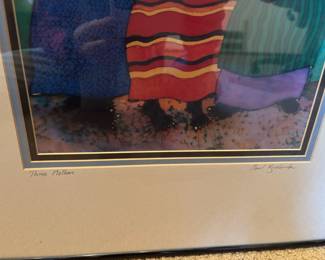 Framed & Matted Lithograph "Three Mothers" by Paul Nzalamba