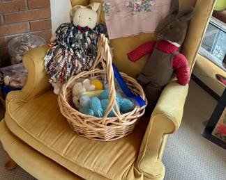 Yellow Upholstered Wingback Armchair