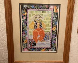 Framed & Matted Print of Anthropomorphic Bunny Signed Edith