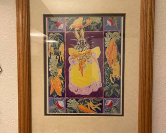 Framed & Matted Print of Anthropomorphic Bunny Signed Edith