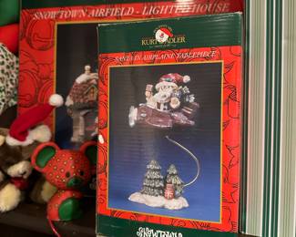 Kurt S. Adler Snowtown Santa in Airplane Tablepiece