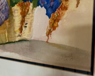 Framed & Matted Floral Bouquet Still Life Watercolor by Amby Shultz