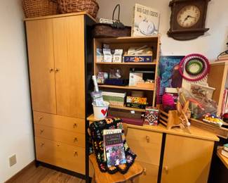 Blonde Wood Office Desk & Craft Storage Cabinets – Made in Denmark