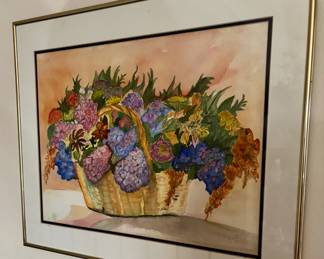 Framed & Matted Floral Bouquet Still Life Watercolor by Amby Shultz