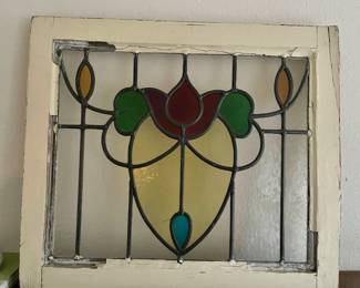 Art Noveau Style Stained Glass Window Panel