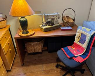 Green Ceramic Table Lamp, Primary Color Nursery Quilt