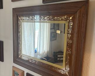 Oak Framed Rectangular Reverse Painted Wall Mirror