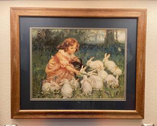 Framed Print "Feeding the Rabbits" by Frederick Morgan