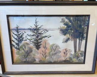 Framed & Matted Landscape Watercolor Painting by Amby Schultz