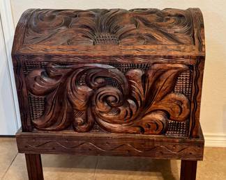 Hand carved flower chest 