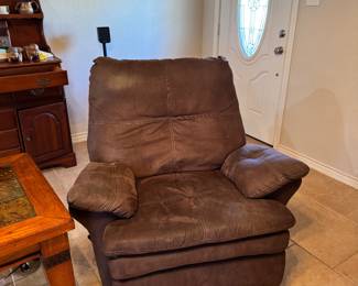 Brown microfiber recliner 