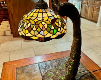 Tiffany style peacock lamp 