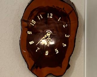 Wood slab wall clock 