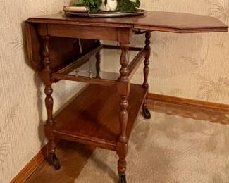 Oak Drop Leaf Tea Cart