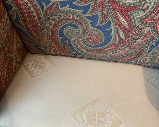 Blue and Red Paisley Upholstered Arm Chair