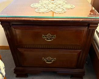 Double Drawer Traditional Style Night Stand