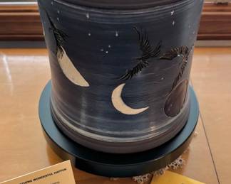 Contemporary Ceramic Sculpture "Axis of Hope Prayer Wheel" Modeled after Traditional Nepalese Prayer Wheels