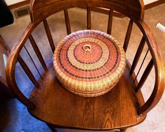Spindle Back Oak Captain's Chair