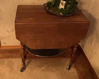 Oak Drop Leaf Tea Cart