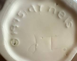 1975 Arnel's Pottery Large Blue & Cream Pitcher with Basin