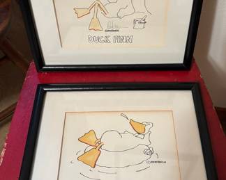 Framed & Matted Duck Tales Prints "Duck Finn" & "Moby Duck" by John Baron