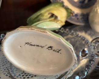 Green Parakeet Figurine - Signed Howard Ball