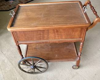 Wooden Tea Trolley with Removable Tray