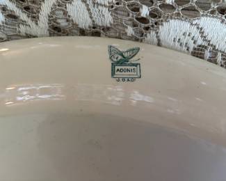 John Dimmock & Co. Adonis Green Transfer-ware Platter with Floral & Butterfly Design