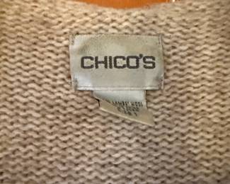 Chico's 100% Lambswool Women’s Tan Hooded Cardigan – Size 1