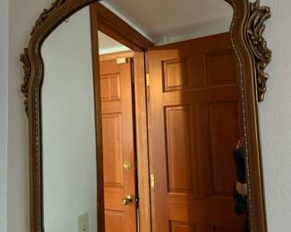 Baroque Style Arched Gold Gilt Wall Mirror