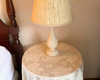 Floral Embossed Milk Glass Table Lamp