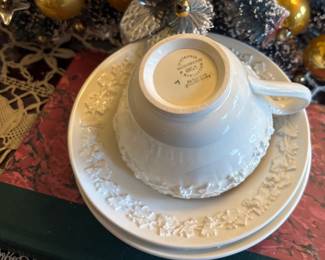 Wedgwood Embossed Queen's Ware Teacup & Saucer

