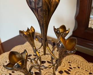 Art Nouveau Tulip Silver Plate Epergne Vase