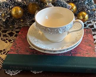 Wedgwood Embossed Queen's Ware Teacup & Saucer
