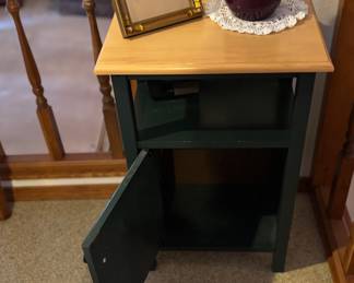 Green Side Table with Pine Top